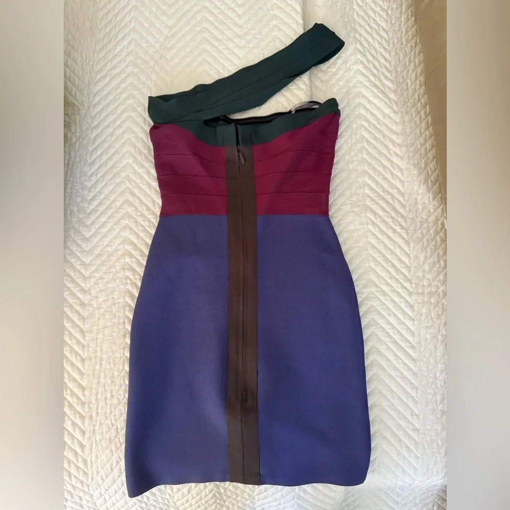 Herve Leger mini color block with gorgeous flower detail!!! 🤎💗💚 - Picture 4 of 10